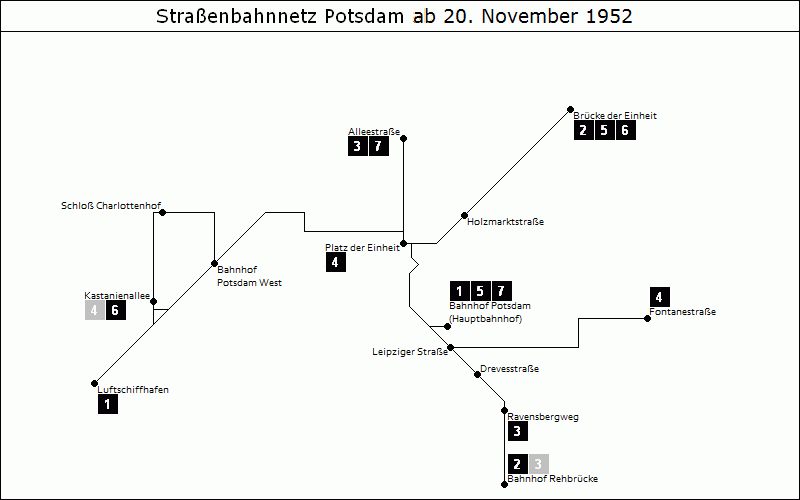 Bild: Grafische Darstellung Liniennetz ab 20. November 1952